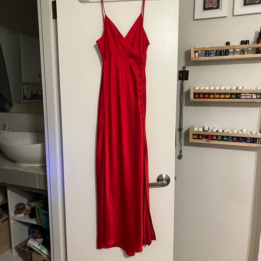Zara Red Satin Midi Dress